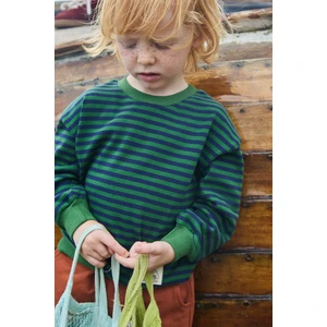 Çizgili Triko Sweatshirt 0-4 Yaş Haki Lacivert