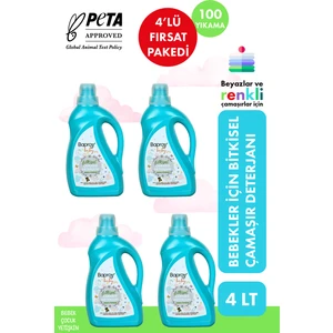 Bebekler Için Bitkisel Çamaşır Deterjanı Toplam 4 Litre %30 Güçlendirilmiş Formül (100 Yıkama)