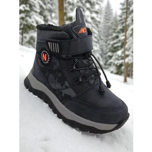 Erkek Çocuk Suya Soğuk Havaya Dayanıklı Cırtlı Içi Kürklü Siyah Kar Botu