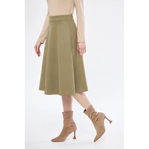 Midi Boy Süet Kiloş Etek Vizon