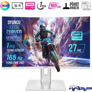WRP27-165-W 27" 165HZ 1ms Rgb 1000R Curved (Hdmı + Display Port) Freesync + G-Sync Fhd Beyaz Oyuncu Monitörü