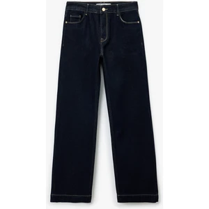 Pamuklu Düz Paça Normal Bel Düğmeli Jean Pantolon - Straight Fit Jean