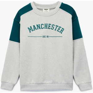 Uzun Kollu Bisiklet Yaka Baskılı Sweatshirt