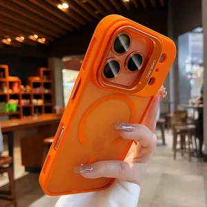 iPhone 17 Pro Max Kılıf Standlı Mat Magsafe Metal Tuşlu Kamera Lens Hediyeli Wonk Kapak