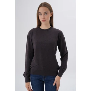 Trist Star Kadın Kahve %100 Organik Pamuk Bisiklet Yaka Triko Kazak Bluz TRIST-6101