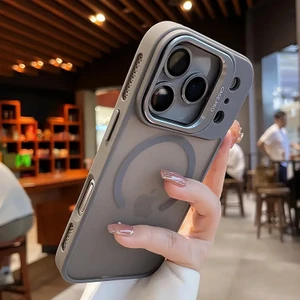 iPhone 17 Pro Max Kılıf Standlı Mat Magsafe Metal Tuşlu Kamera Lens Hediyeli Wonk Kapak