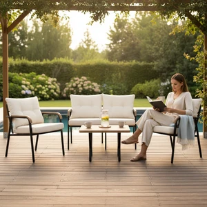 Tu Tienda KÖYCEĞİZ 2+1+1+SEHPA(50*75) BAHÇE BALKON MUTFAK TAKIMI,KREM