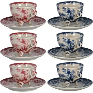 Lucky Art Florantine 6li Cay Fincani Seti Kirmizi-Mavi