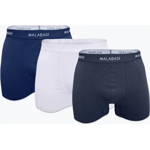 Erkek Füme Beyaz Lacivert 3 Lü Pamuk Elastan Boxer 3M075