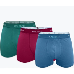 Erkek Mavi Bordo Yeşil 3 Lü Pamuk Elastan Boxer 3M075
