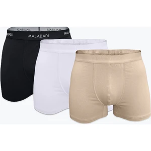 Erkek 3'lü Siyah Beyaz Ten Rengi Görünmez İç Göstermeyen Pamuk Elastan Boxer 3M075