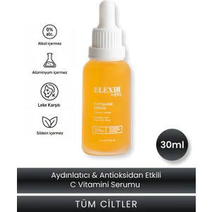 Elexir Eva C Vitamini Aydınlatıcı Serum – Cilt Tonunu Eşitleyen, Leke Görünümünü Azaltan Parlaklık Serumu-30ML