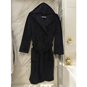 MySoft Home Kadife Kapüşonlu Bornoz %100 Pamuk