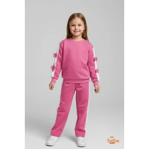 Trend Bebe Butik Kız Çocuk 2’li Fiyonklu Eşofman ve Pijama Takımı %100 Pamuklu Rahat Kumaş,şık ,günlük Eşofman Takımı