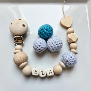 Kalpli Mavi Isimli Bebek Emzik Zinciri Askısı