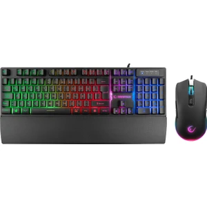 KM-RX7 FORTUNA V2 Gökkuşağı Aydınlatmalı USB SİYAH Gaming Combo Q Gaming Klavye + 12800 dpi Mouse