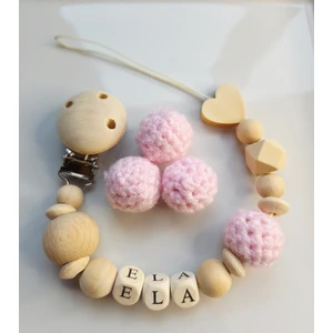Kalpli Pembe Isimli Bebek Emzik Zinciri Askısı