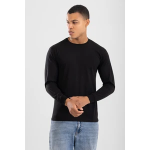 Erkek Bisiklet Yaka Uzun Kol Fanila Tişört Siyah