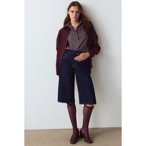 Mürdüm Fiyonk Detaylı Kurdela Desenli File Pantolon Çorabı