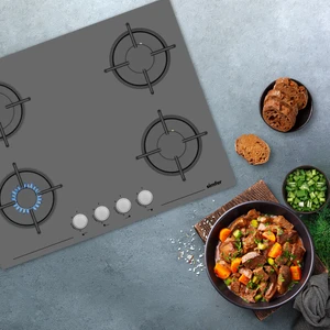 3655 4 Gözlü 65 cm Silver Cam Ankastre Ocak