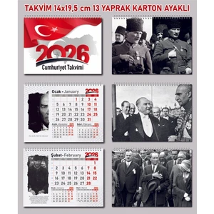 Orkide Matbaacilik Üçgen Masa Takvimi - Atatürk Resimli Masa Takvimi Üçgen 13 Yaprak 2026