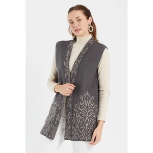 uludağ triko Kadın Füme Desenli Triko Yelek