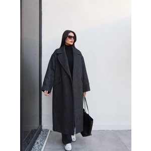 Esra Helvacı Balıksırtı Desen Cepli Uzun Kaban