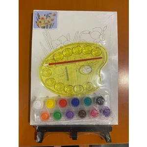 Çizimli Pres Tuval Seti  24 x 32 cm (Akrilik Boya + Fırça + Palet)