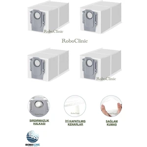 Roborock Q revo s / Q revo Pro / Q revo Maxv / Robot Süpürge Uyumlu Yedek 4 Adet Çöp Toz Torbası