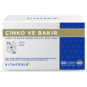 Çinko Bakır Takviyesi 15 Mg Çinko Sülfat ve 2 Mg Bakır Içeren Çinko ve Bakır Takviyesi 30 Kapsül