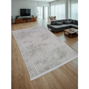 NarStore Home Dinar Osso Krem Vizon Saçaklı Kabartmalı Yıkanabilir Kesme Yolluk Halı