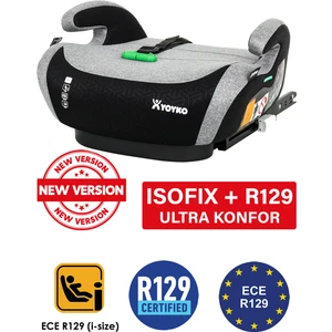 Isofix Bağlantılı 15-36 kg Oto Koltuğu Yükseltici Booster Gri