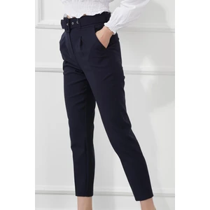 Manga Moda Kemerli Double Paça Kumaş Pantolon M1533 Lacivert