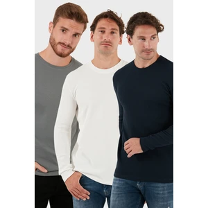 Pamuklu Bisklet Yaka Normal Kalıp Basic 3'lü Paket Sweat Erkek SWEAT 5905073S3