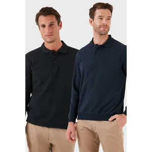 Pamuk Karışımlı Regular Fit 2'li Paket Polo Yaka Kazak Erkek Polo Yaka Kazak 456223S2