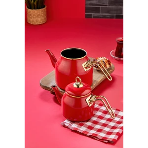 Emaye Özel Tasarım Yapışmaz Yüzey Büyük Boy Demlik Seti – Emaye Çaydanlık