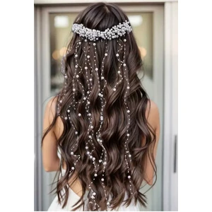 Sarkan Model Gelin Tacı Düğün Nikah Nişan Kına Aksesuarı Incili Model Saç Aksesuarı