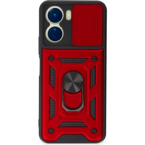 Royal Case Vivo Y16 Kılıf Tam Koruma Sağlayan Kamera Sürgülü Sert Silikon Kapak Ryc/pars Yüzüklü