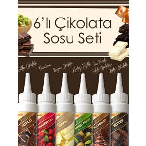 6'lı Çikolata Sosu Seti - Waffle& Krep& Pankek& Tatlı& Dondurma& Kruvasan& San Sebastian Sos - 6*300 Gr