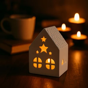 Atölye Beyaz Tekli Ev Mumluk Yıldızlı Bohem