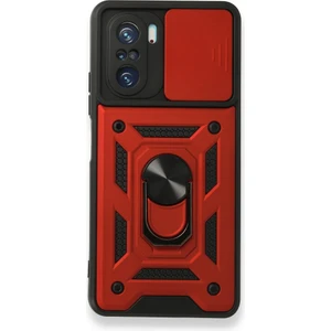 Royal Case Redmi K40 Kılıf Tam Koruma Sağlayan Kamera Sürgülü Sert Silikon Kapak Ryc/pars Yüzüklü