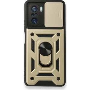 Royal Case Redmi K40 Kılıf Tam Koruma Sağlayan Kamera Sürgülü Sert Silikon Kapak Ryc/pars Yüzüklü