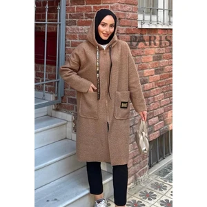 Fermuarlı Çift Cepli Buklet Kaban