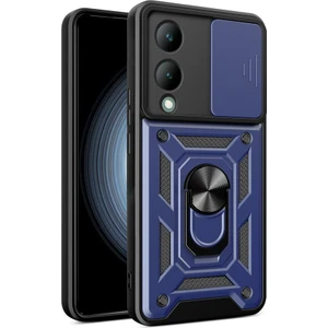 Techno Guru Vivo Y17S Kılıf Kamera Koruma Sürgülü Şık Pars Tank Sert Silikon Kapak