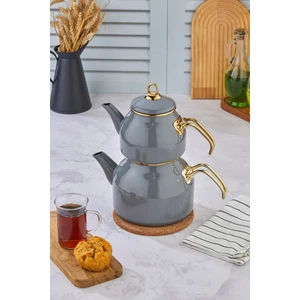 Emaye Özel Tasarım Yapışmaz Yüzey Büyük Boy Demlik Seti – Emaye Çaydanlık