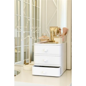 Deyhome 3'lü Takı Makyaj ve Kozmetik Düzenleyici Çekmece Çok Amaçlı Masaüstü Organizer Beyaz