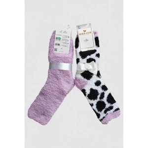 Bolero Socks Kadın Peluş Pofuduk Çorap 2'li Set Peluş Ev Çorabı, Uyku Çorabı