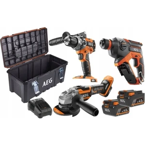 Aeg JP18L3-402TB 2x4.0Ah Çift Akülü Kombo Set - Darbeli Matkap + Kırıcı Delici + Kömürsüz Taşlama - 4935478616
