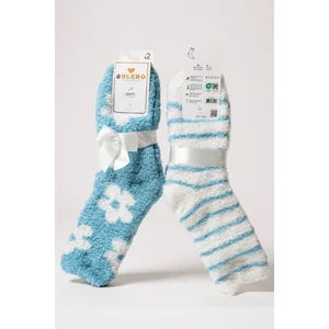 Bolero Socks Kadın Peluş Pofuduk Çorap 2'li Set Peluş Ev Çorabı, Uyku Çorabı