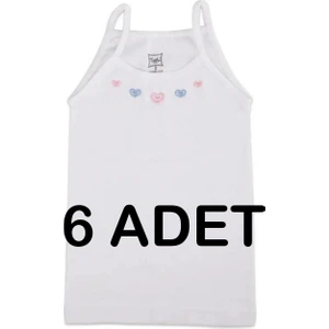 Kız Çocuk Ip Askılı Penye Atlet - 6'lı Paket - Beyaz